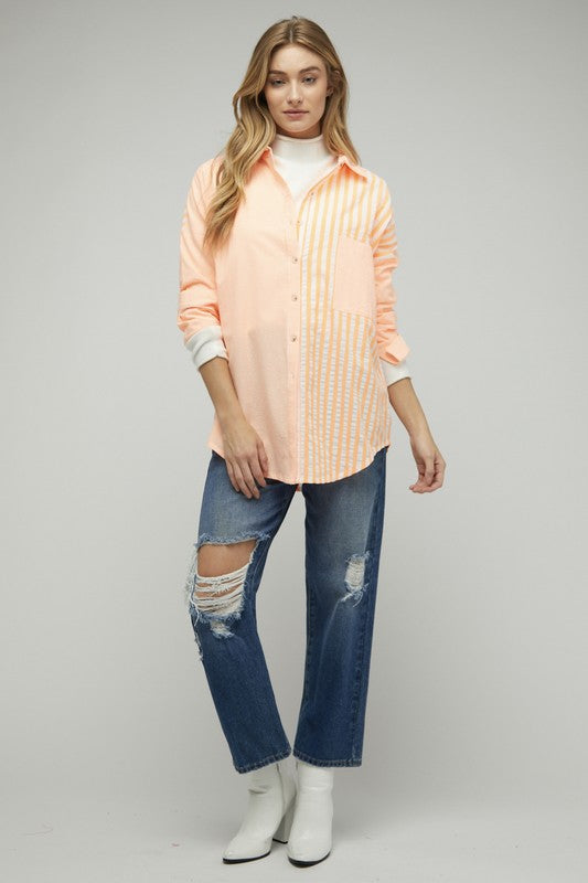 Stripe Button Down Long Sleeve Shirt