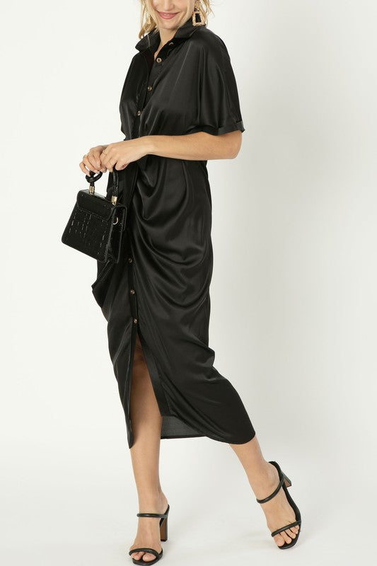 Satin wrap dress