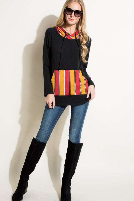 STRIPE MIXED SWEATSHIRT