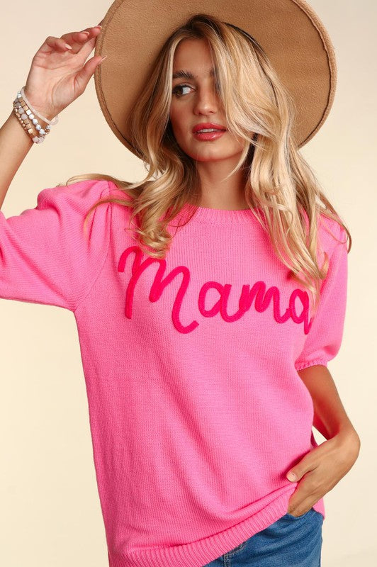 PLUS MAMA POP UP LETTER SWEATER KNIT TOP