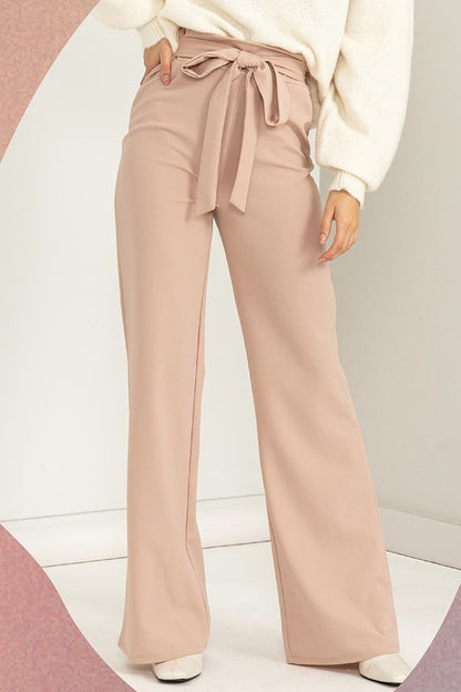 Seeking Sultry High-Waisted Tie Front Flared Pants