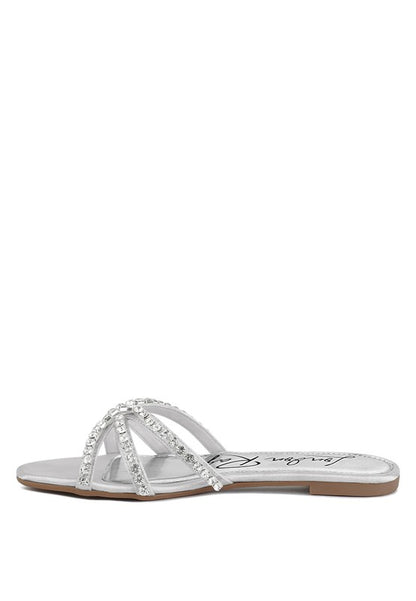 Mezzie Dimante Strap Flat Sandals