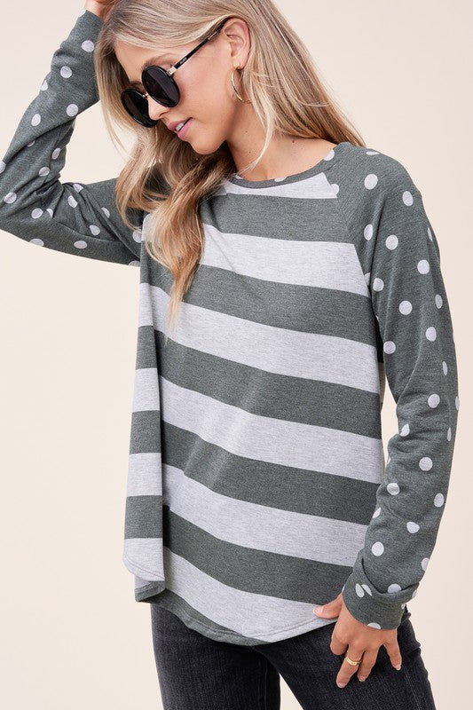 DOT STRIPE MIXED SWEATSHIRTS