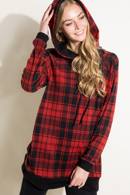 PLUS PLAID MIXED SWEATSHIRT