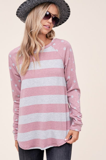 DOT STRIPE MIXED SWEATSHIRTS