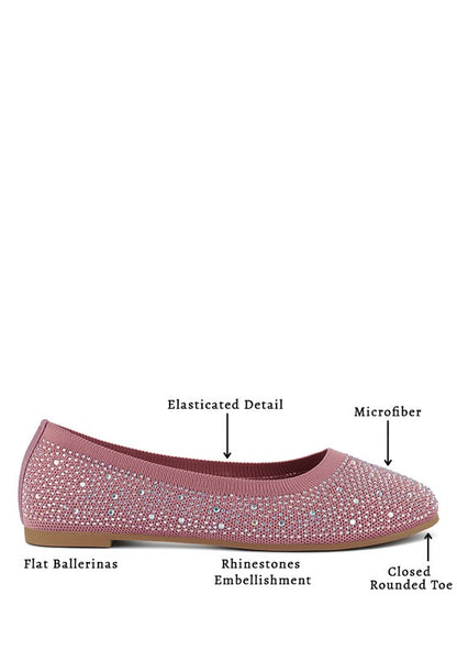 Splash Rhinestones Embellished Ballet Flats