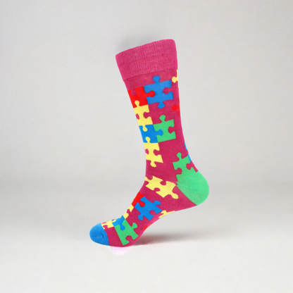 Autism Awareness Novelty Socks - MC-NVS19531-PUR