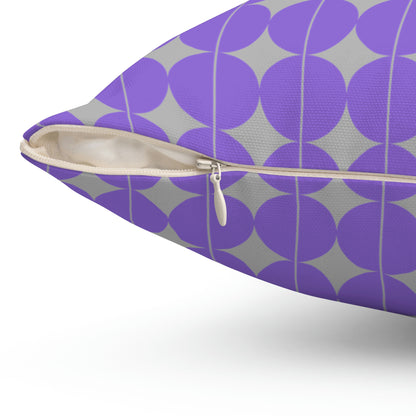 Spun Polyester Square Pillow Case "Purple Semicircle on Light Gray”
