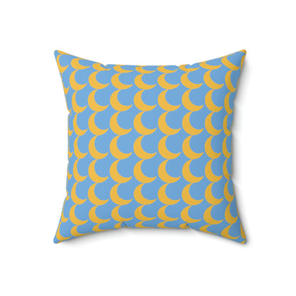 Spun Polyester Square Pillow Case “Crescent Moon on Light Blue”