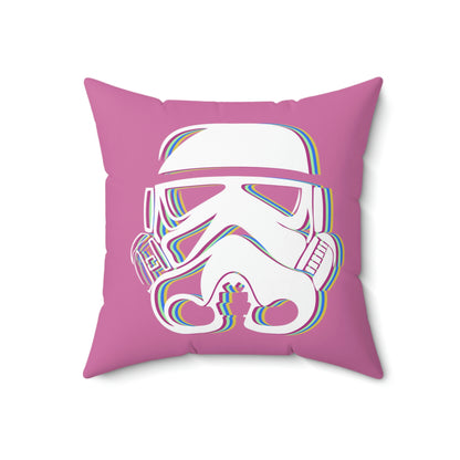 Spun Polyester Square Pillow Case ”Storm Trooper 16 on Light Pink”