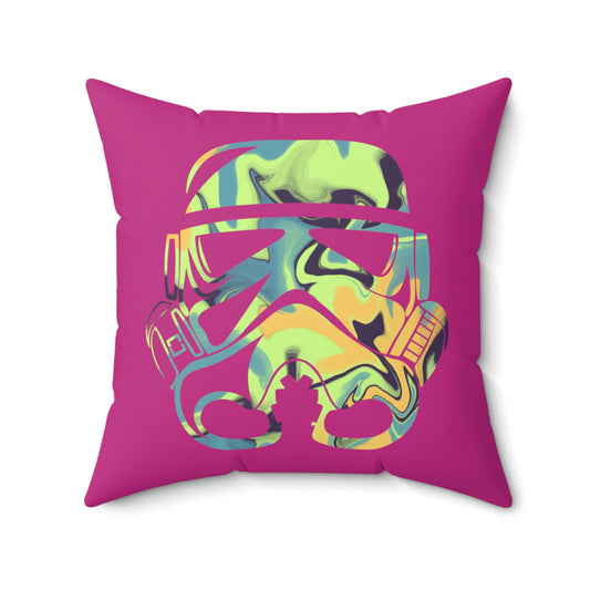 Spun Polyester Square Pillow Case ”Storm Trooper 13 on Pink”