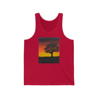 Unisex Jersey Tank “Shadow Tree Sunset”