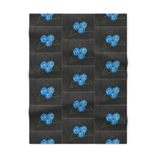Soft Fleece Baby Blanket  "Blue Carnations"