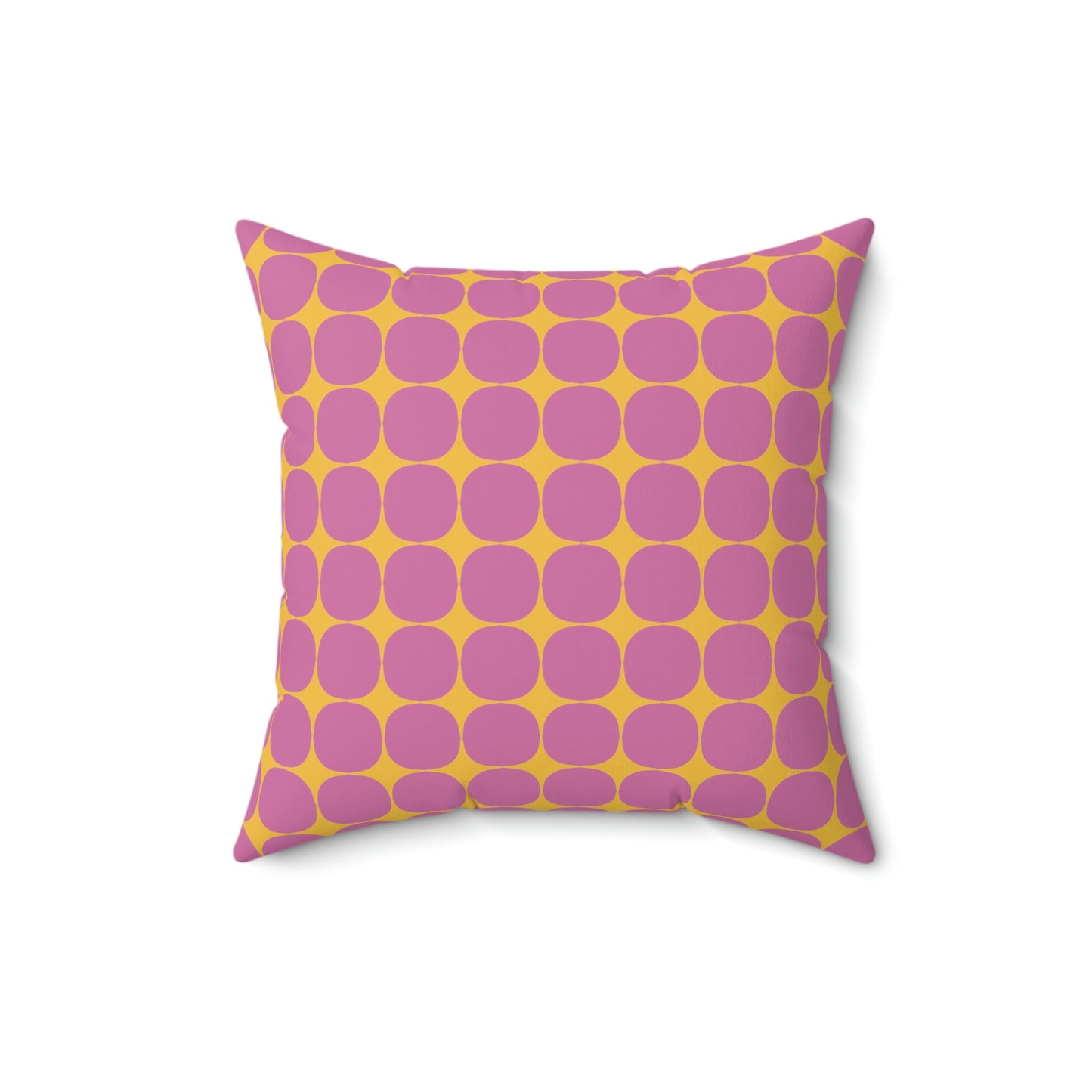 Spun Polyester Square Pillow Case “Rhombus Star on Light Pink”