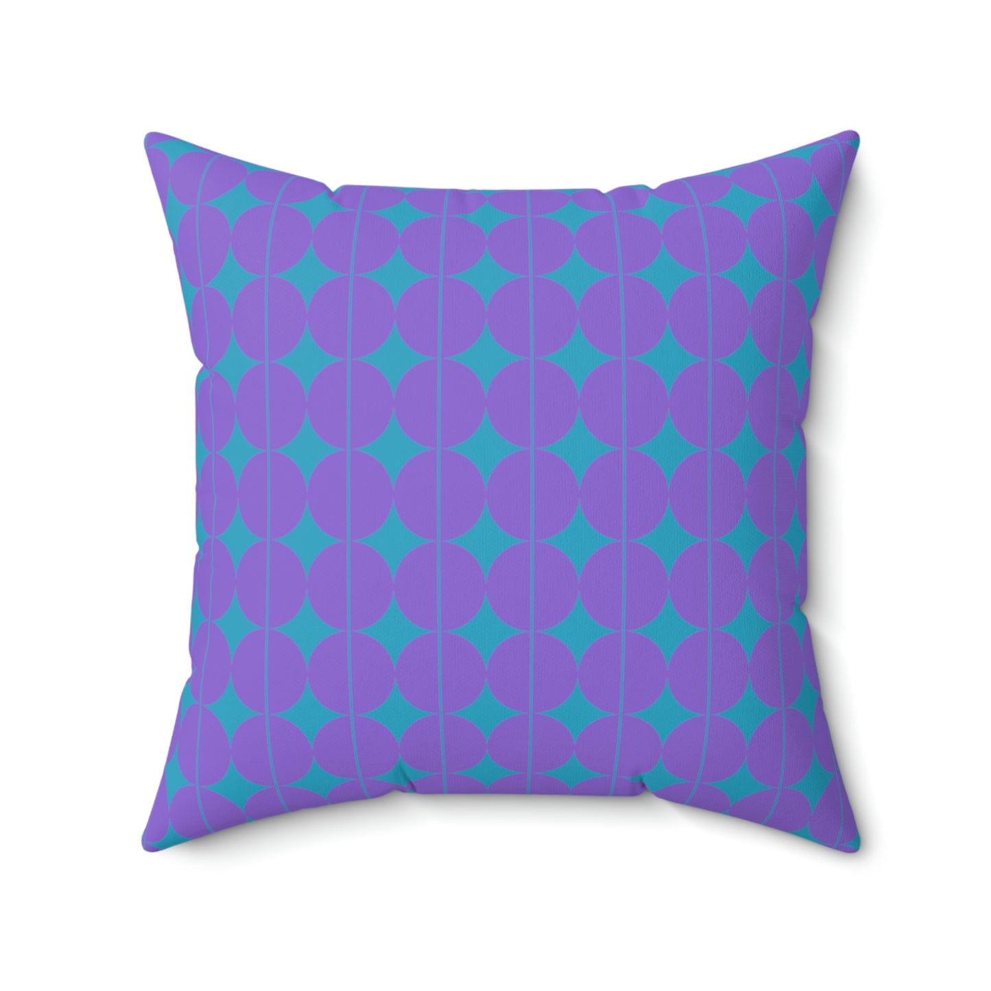 Spun Polyester Square Pillow Case "Purple Semicircle on Turquoise”