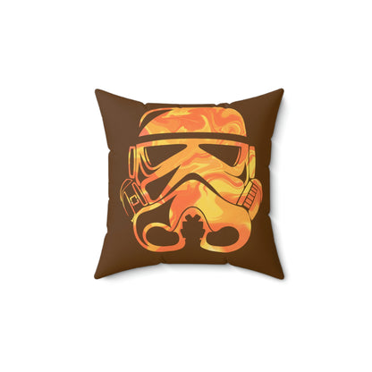 Spun Polyester Square Pillow Case ”Storm Trooper 3 on Brown”