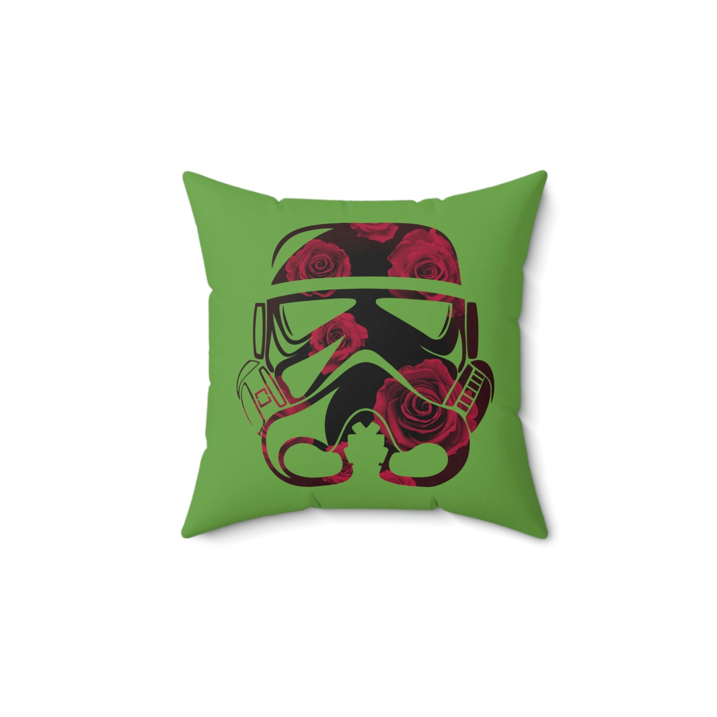 Spun Polyester Square Pillow Case ”Storm Trooper 15 on Green”
