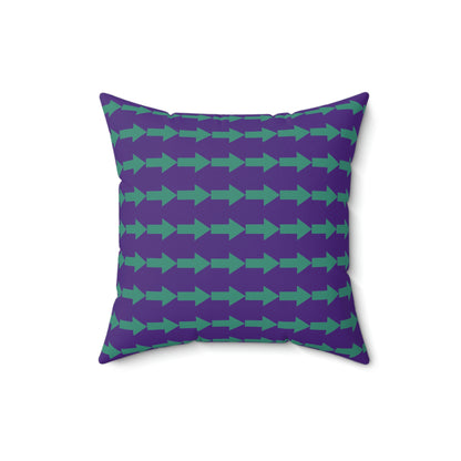 Spun Polyester Square Pillow Case "Green Arrow on Purple”