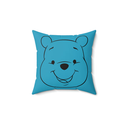 Spun Polyester Square Pillow Case “Pooh Line on Turquoise”
