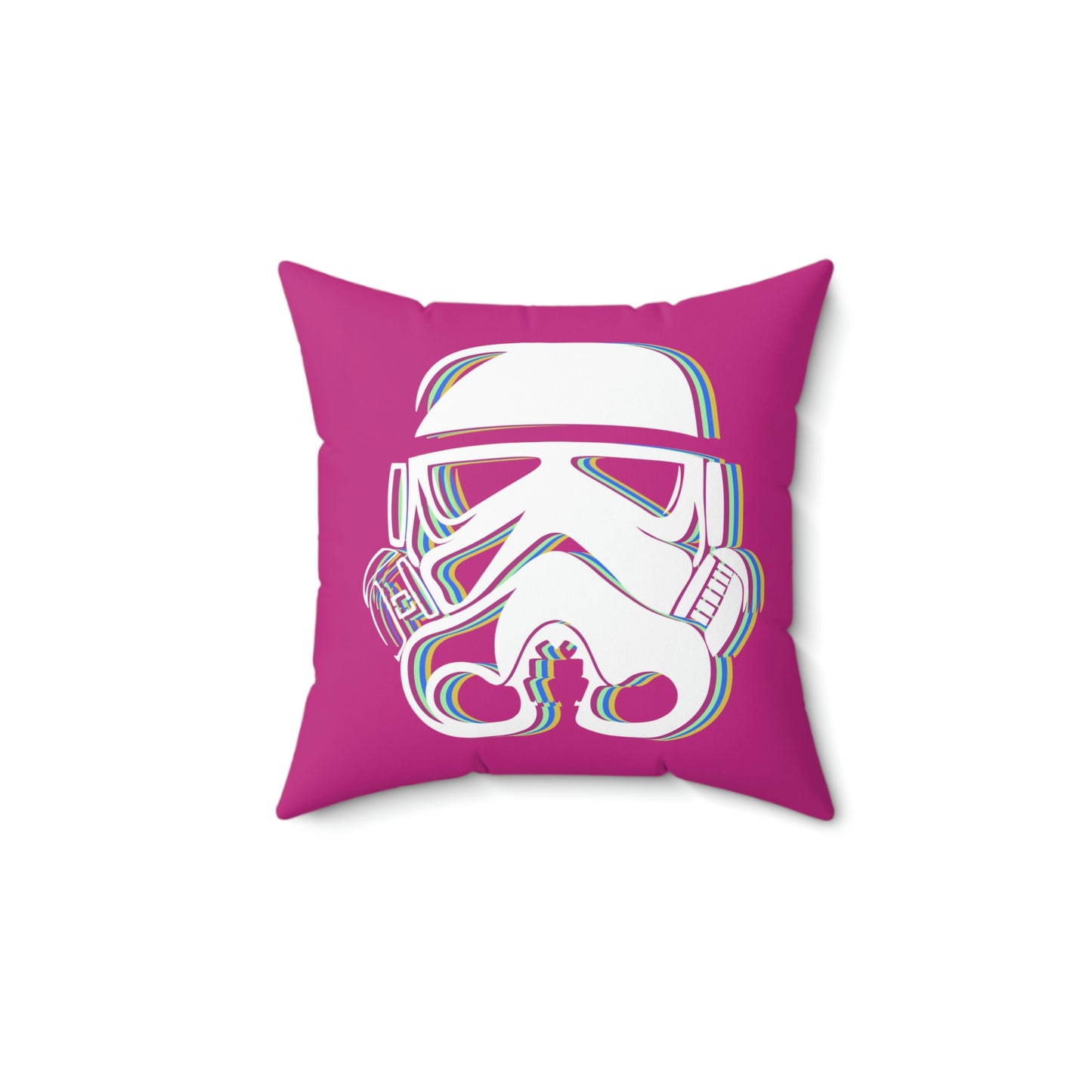 Spun Polyester Square Pillow Case ”Storm Trooper 16 on Pink”