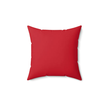 Spun Polyester Square Pillow Case ”Roof on Dark Red”