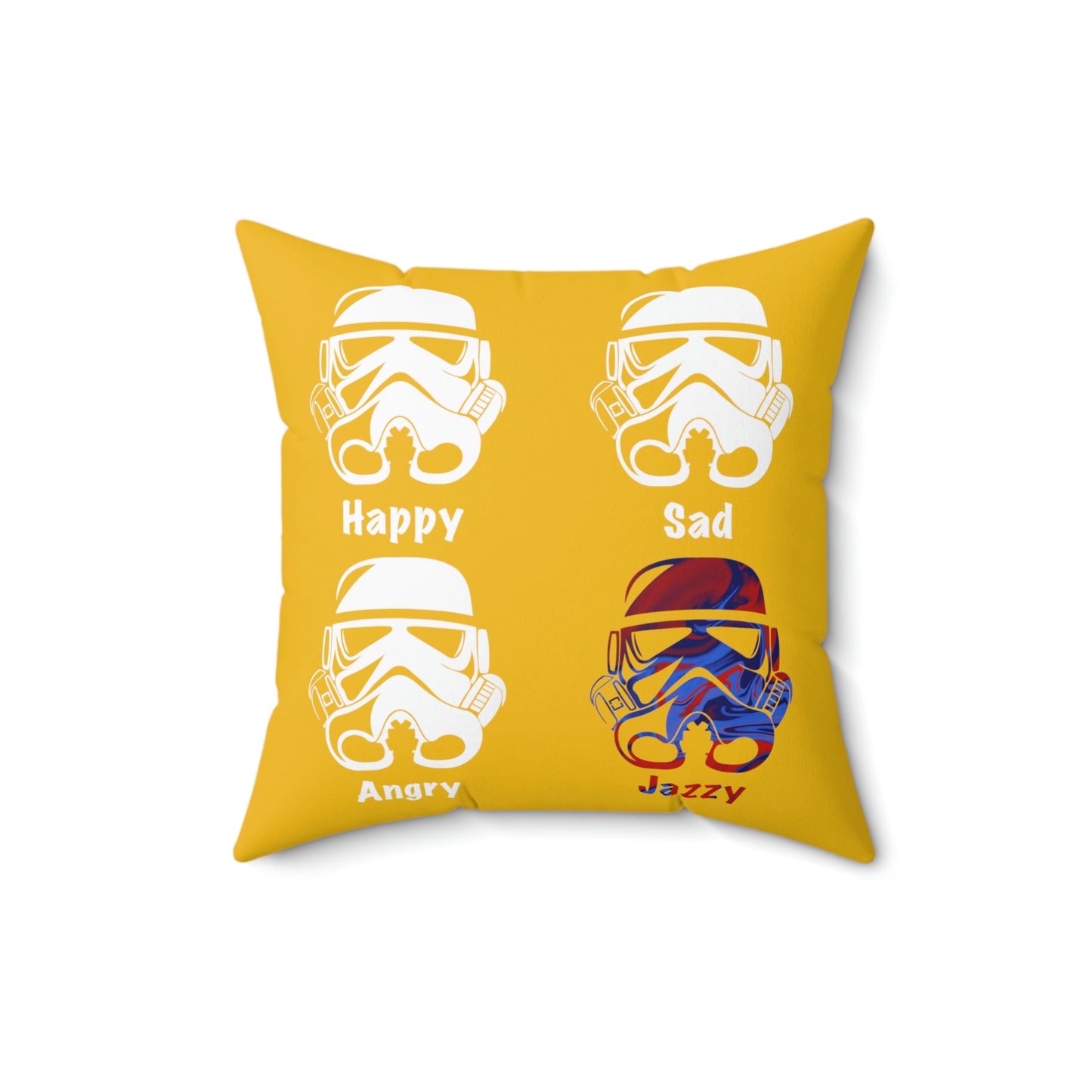 Spun Polyester Square Pillow Case ”Storm Jazzy Trooper on Yellow”