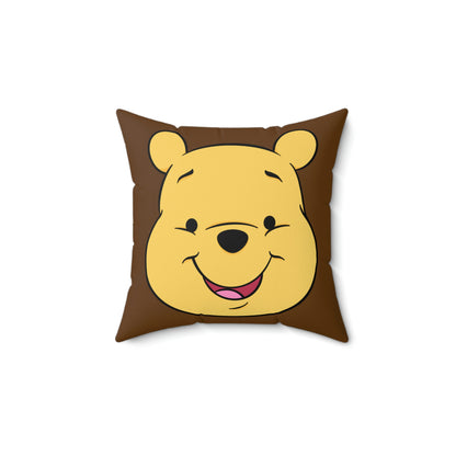 Spun Polyester Square Pillow Case “Pooh on Brown”