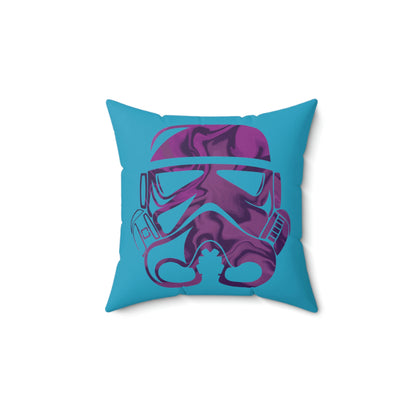 Spun Polyester Square Pillow Case ”Storm Trooper 4 on Turquoise”