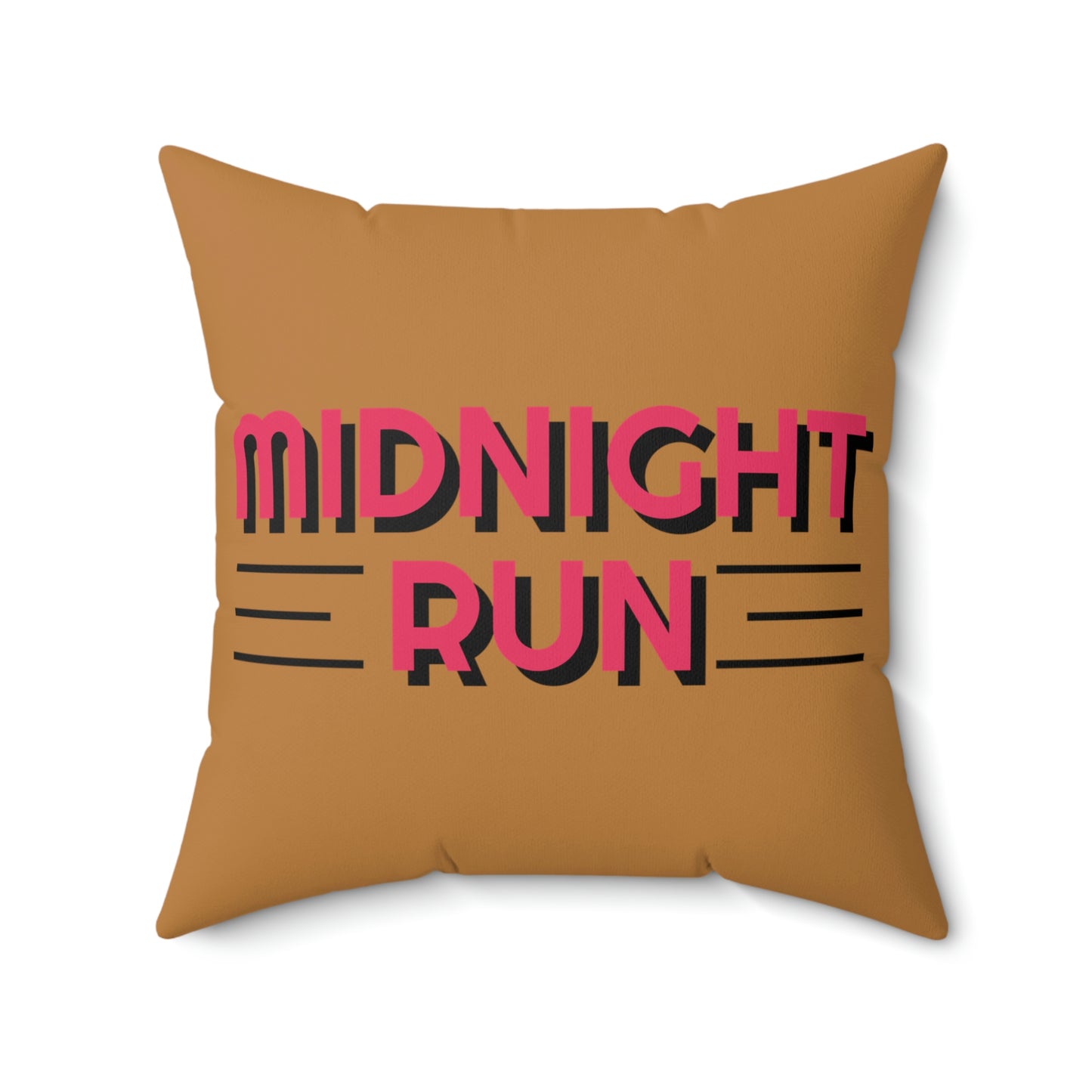Spun Polyester Square Pillow Case "Midnight Run on Light Brown”