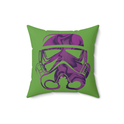 Spun Polyester Square Pillow Case ”Storm Trooper 4 on Green”