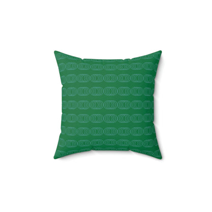 Spun Polyester Square Pillow Case "Green Circles on Dark Green”