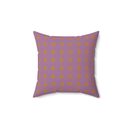 Spun Polyester Square Pillow Case ”Purple Spiral on Light Brown”
