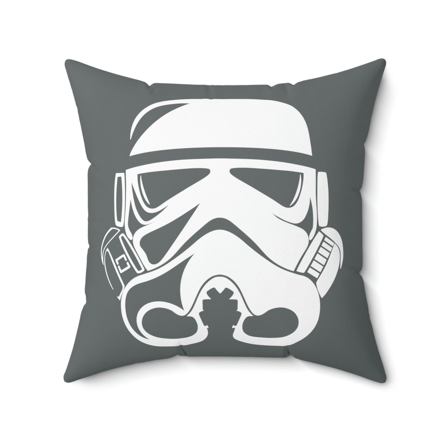Spun Polyester Square Pillow Case “Storm Trooper White on Dark Gray”