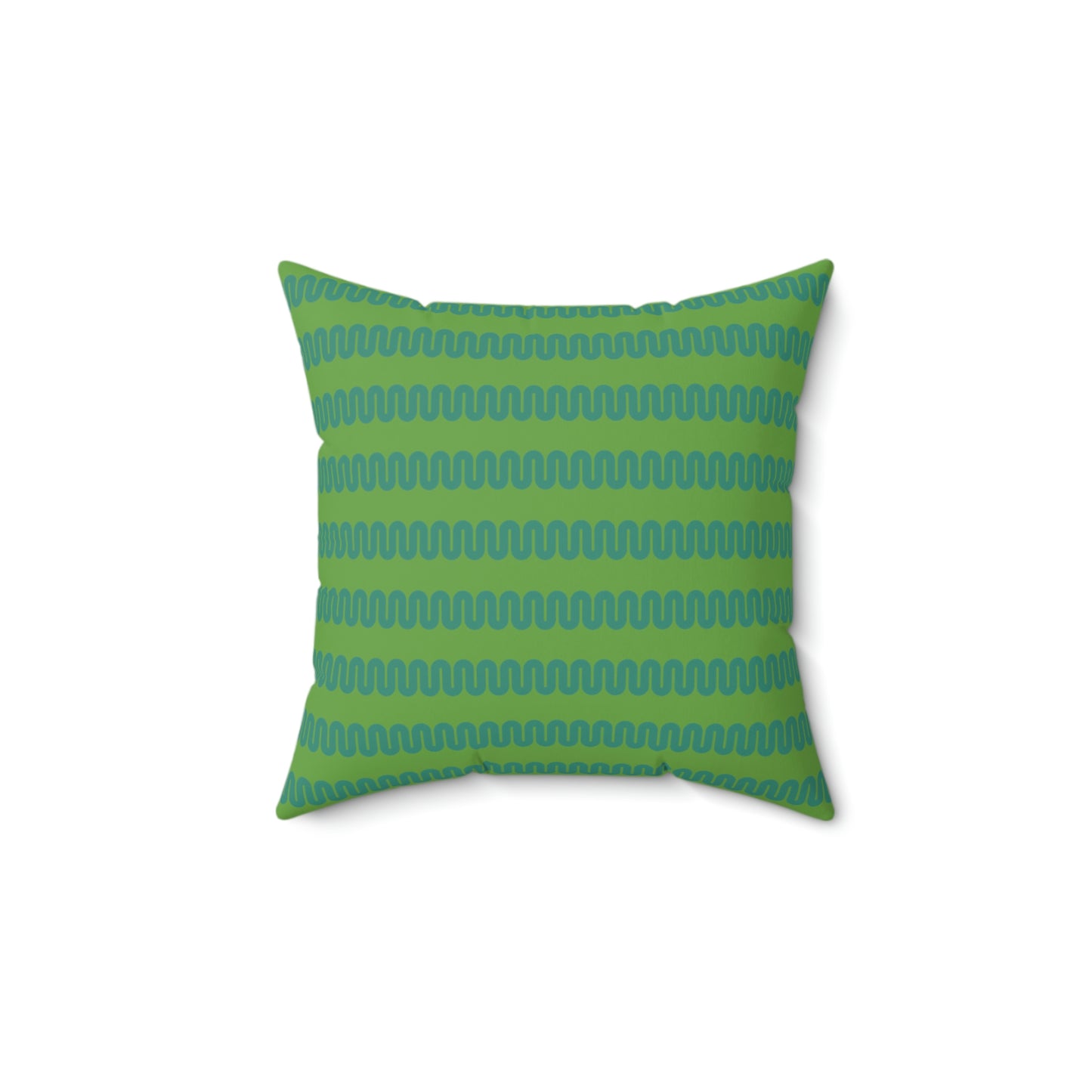 Spun Polyester Square Pillow Case “Snake Line on Green”