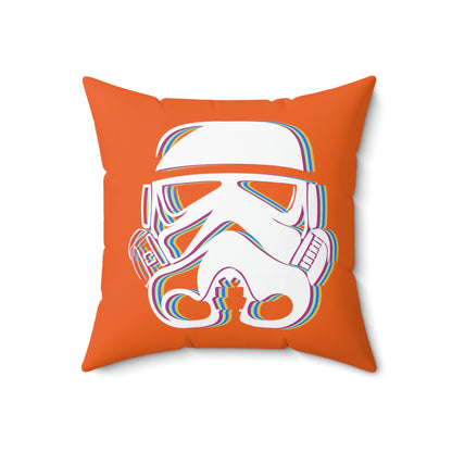 Spun Polyester Square Pillow Case ”Storm Trooper 16 on Orange”