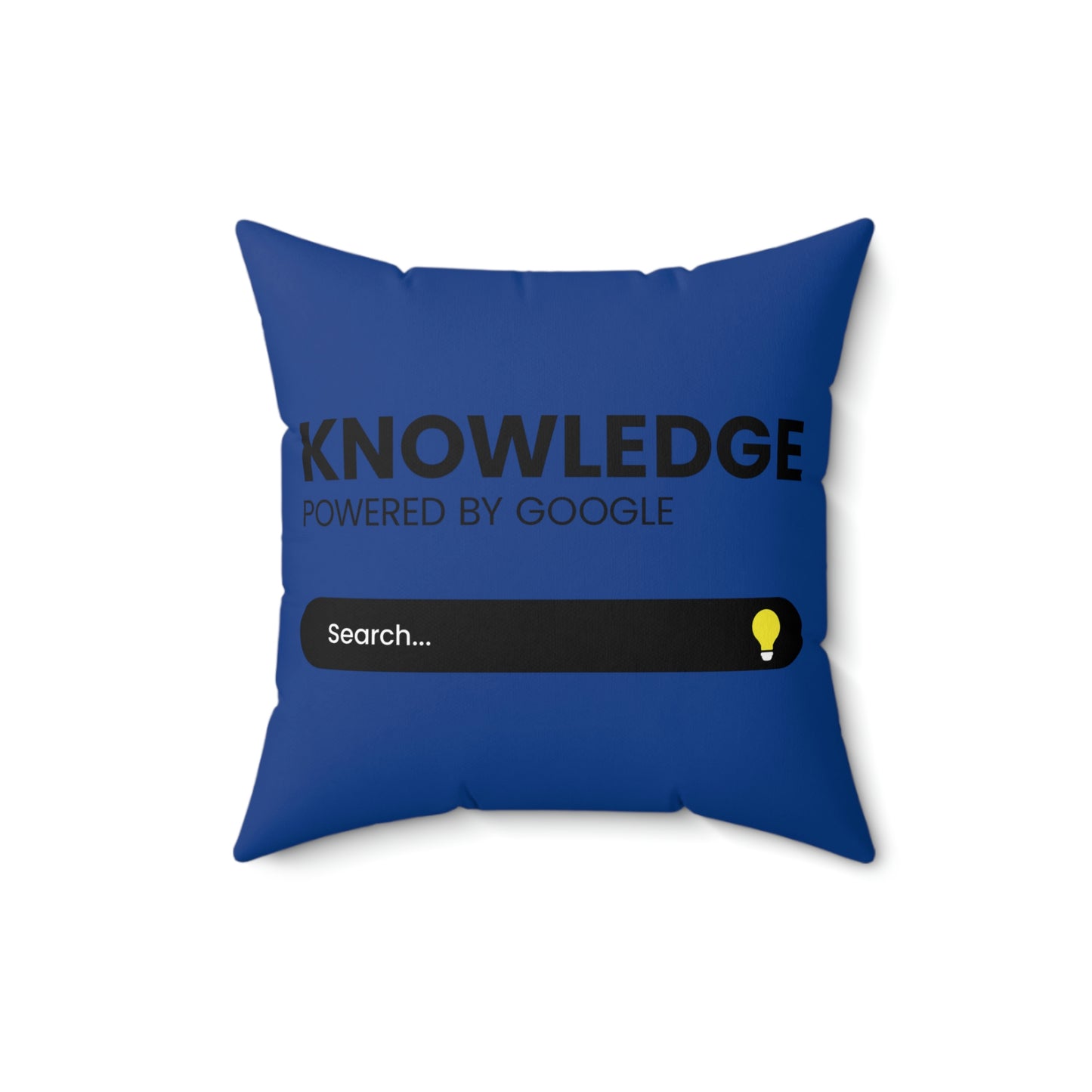 Spun Polyester Square Pillow Case “Knowledge Powered by Google on Dark Blue”