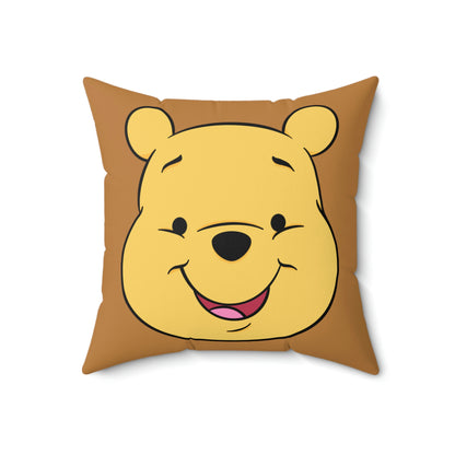 Spun Polyester Square Pillow Case “Pooh on Light Brown”
