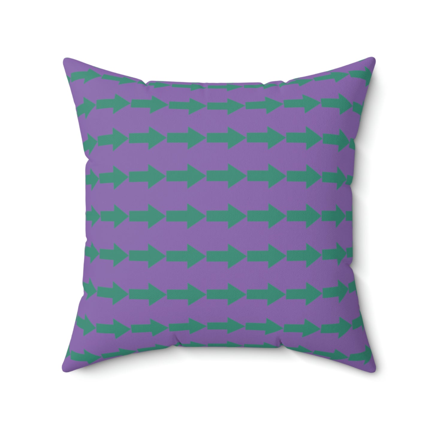 Spun Polyester Square Pillow Case "Green Arrow on Light Purple”