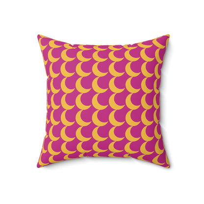 Spun Polyester Square Pillow Case “Crescent Moon on Pink”