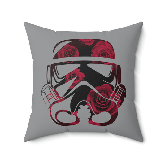 Spun Polyester Square Pillow Case ”Storm Trooper 15 on Gray”