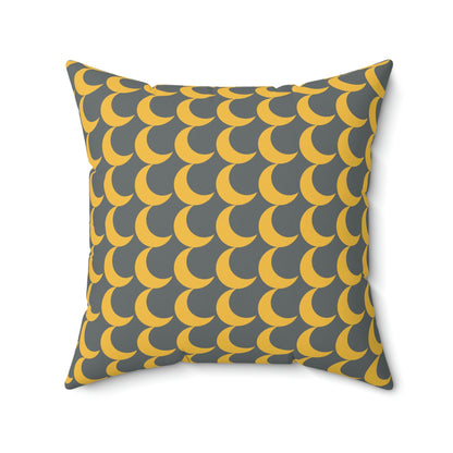 Spun Polyester Square Pillow Case “Crescent Moon on Dark Gray”
