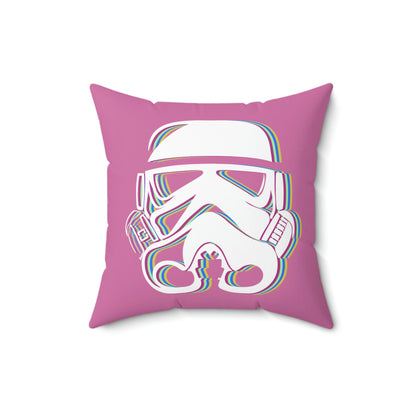 Spun Polyester Square Pillow Case ”Storm Trooper 16 on Light Pink”