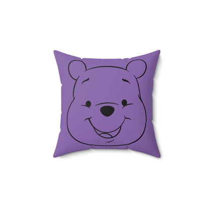 Spun Polyester Square Pillow Case “Pooh Line on Light Purple”