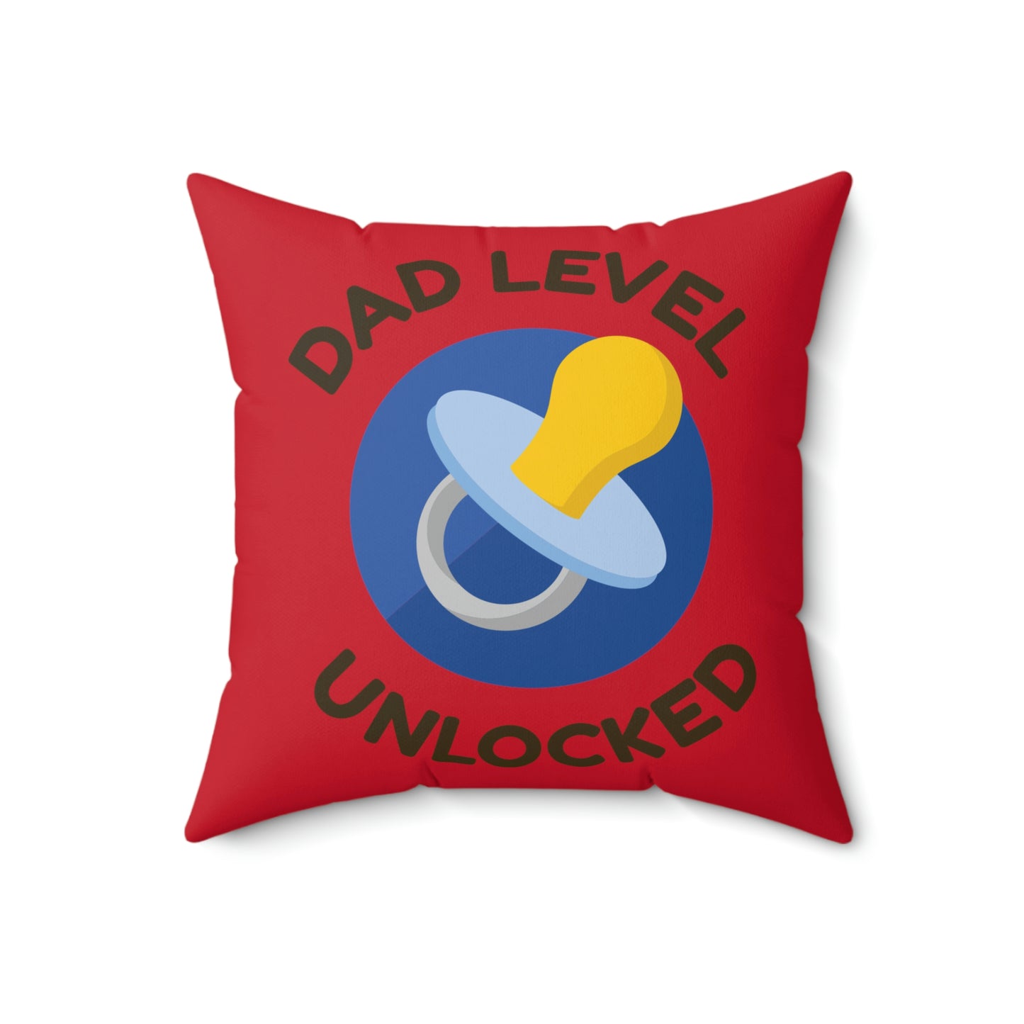 Spun Polyester Square Pillow Case "Dad Level Unlocked on Dark Red”