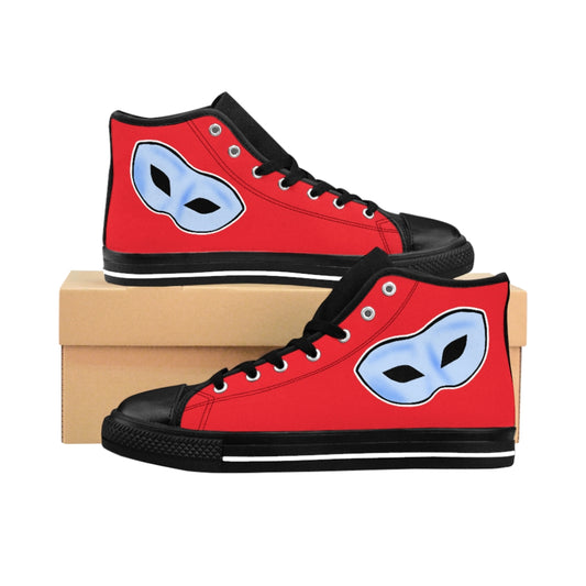Men's High-top Sneakers  "White Mask on Red"