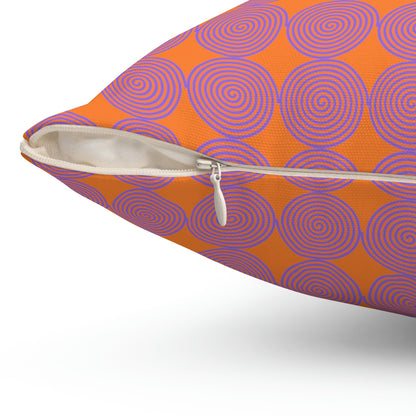 Spun Polyester Square Pillow Case ”Purple Spiral on Crusta”