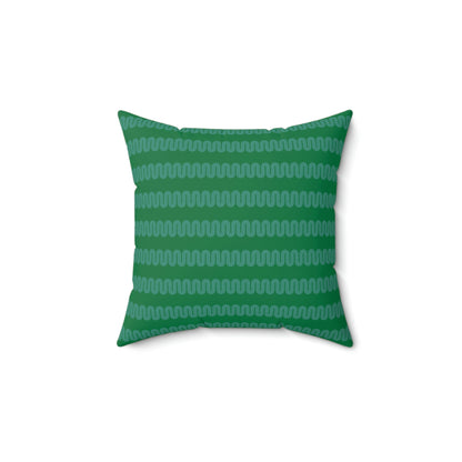 Spun Polyester Square Pillow Case “Snake Line on Dark Green”