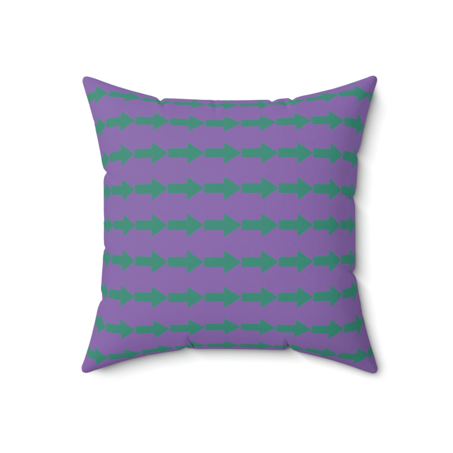 Spun Polyester Square Pillow Case "Green Arrow on Light Purple”