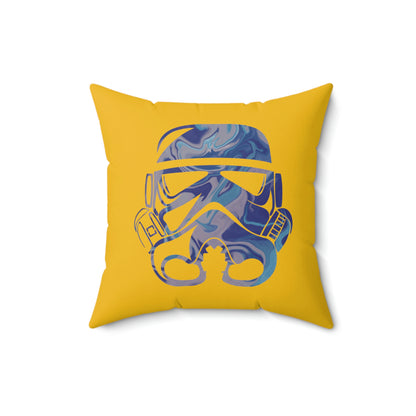 Spun Polyester Square Pillow Case ”Storm Trooper 8 on Yellow”
