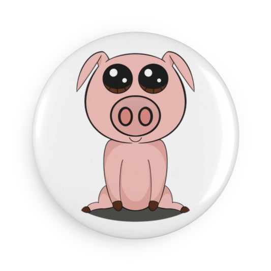 Button Magnet, Round (1 & 10 pcs)  "Cute Bacon"